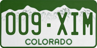 CO license plate 009XIM