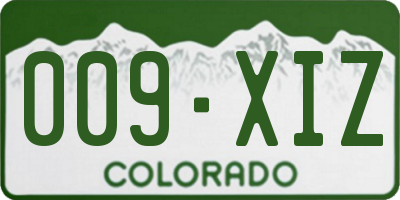 CO license plate 009XIZ