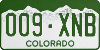 CO license plate 009XNB