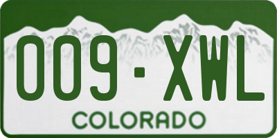 CO license plate 009XWL