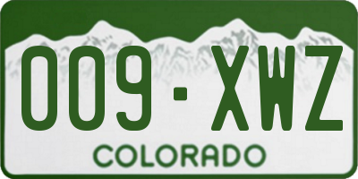 CO license plate 009XWZ