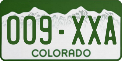 CO license plate 009XXA