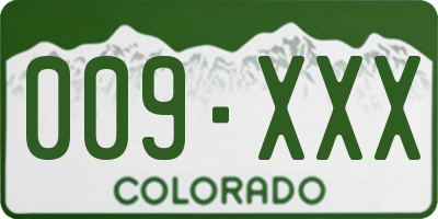 CO license plate 009XXX