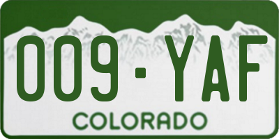 CO license plate 009YAF