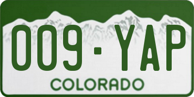 CO license plate 009YAP