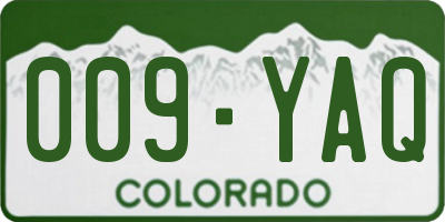 CO license plate 009YAQ