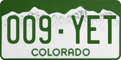 CO license plate 009YET
