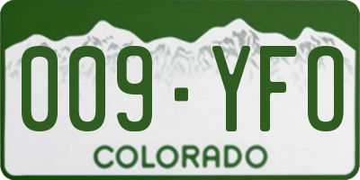 CO license plate 009YFO