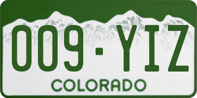 CO license plate 009YIZ