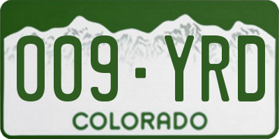 CO license plate 009YRD