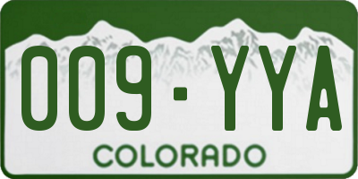 CO license plate 009YYA