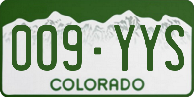 CO license plate 009YYS