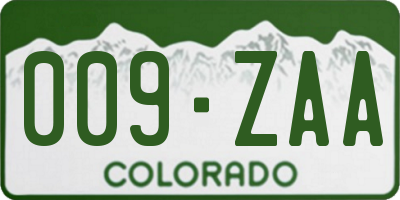 CO license plate 009ZAA