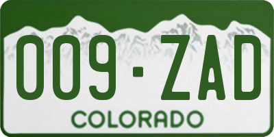 CO license plate 009ZAD
