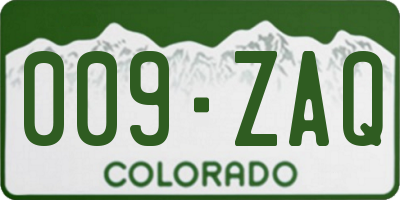 CO license plate 009ZAQ