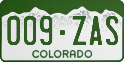 CO license plate 009ZAS