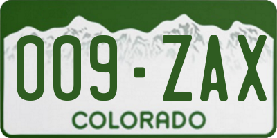 CO license plate 009ZAX