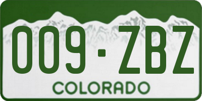 CO license plate 009ZBZ