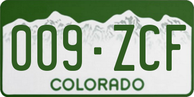 CO license plate 009ZCF