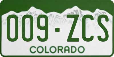 CO license plate 009ZCS