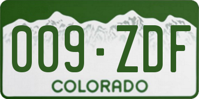 CO license plate 009ZDF