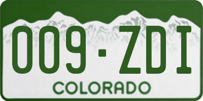 CO license plate 009ZDI