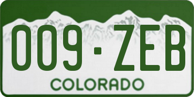 CO license plate 009ZEB