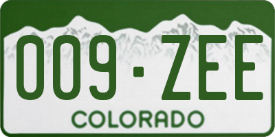CO license plate 009ZEE