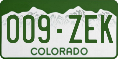 CO license plate 009ZEK