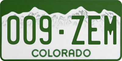 CO license plate 009ZEM