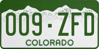 CO license plate 009ZFD