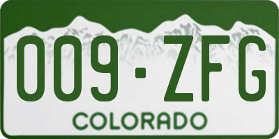 CO license plate 009ZFG