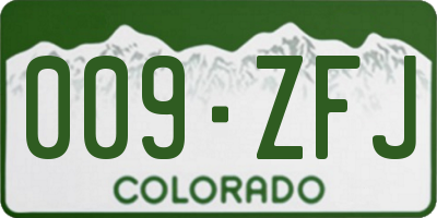 CO license plate 009ZFJ