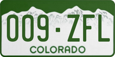 CO license plate 009ZFL