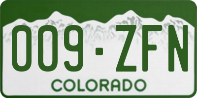 CO license plate 009ZFN