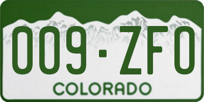 CO license plate 009ZFO