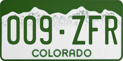 CO license plate 009ZFR