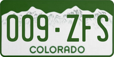 CO license plate 009ZFS