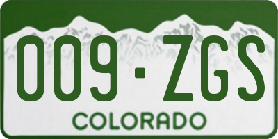 CO license plate 009ZGS