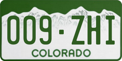 CO license plate 009ZHI