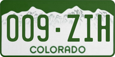 CO license plate 009ZIH