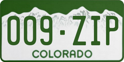 CO license plate 009ZIP