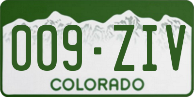 CO license plate 009ZIV
