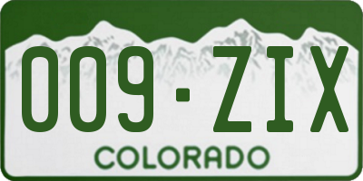 CO license plate 009ZIX