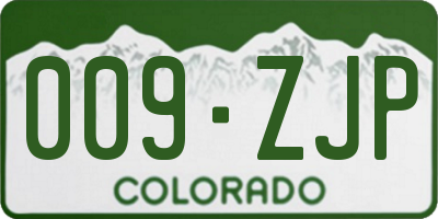 CO license plate 009ZJP