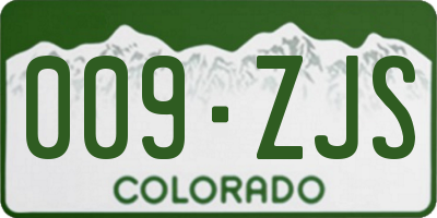 CO license plate 009ZJS