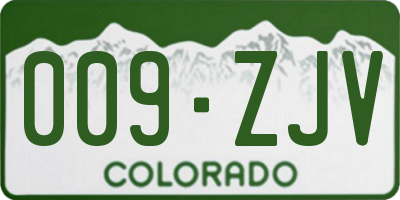 CO license plate 009ZJV