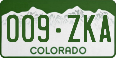 CO license plate 009ZKA