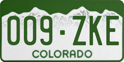 CO license plate 009ZKE