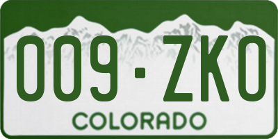 CO license plate 009ZKO